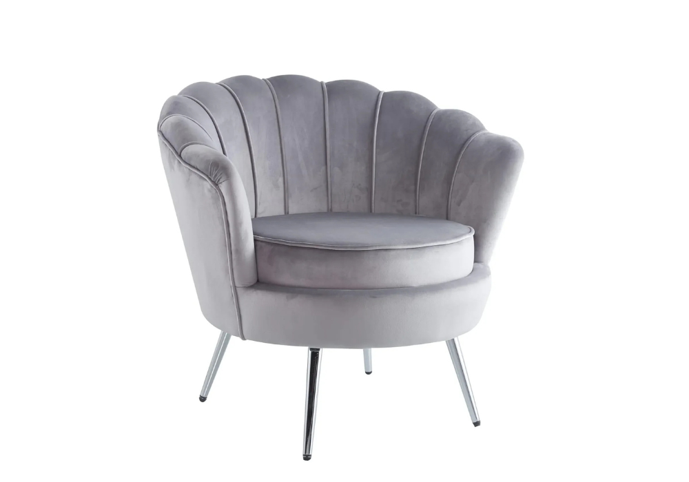 Plata Import Chaise longue en velours bleu avec pieds argentés