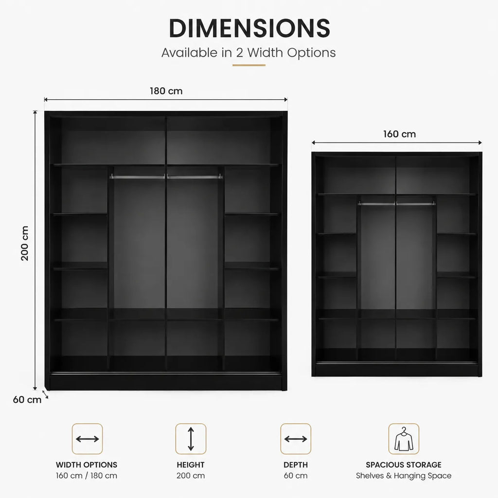 Armoire Elif à portes coulissantes en bois blanc (photo 7/7)
