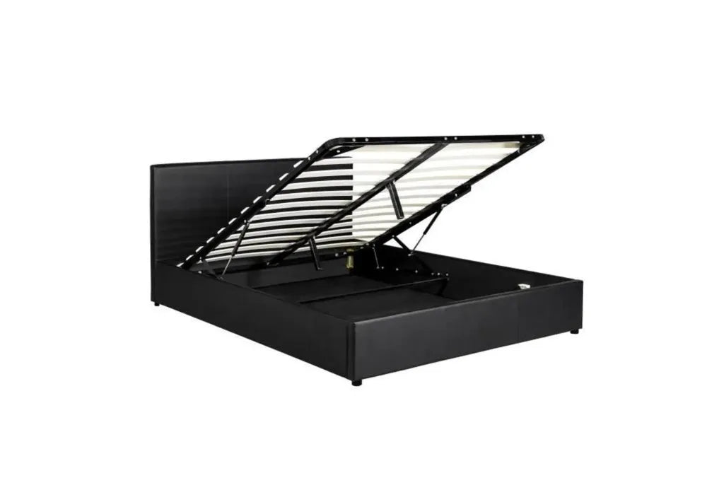 Swedzo Lit Coffre Gris lit double Noir