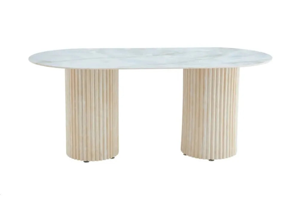 TABLE A MANGER KEYSHA TRAVERTIN CERAMIQUE MOKA 180x90cm