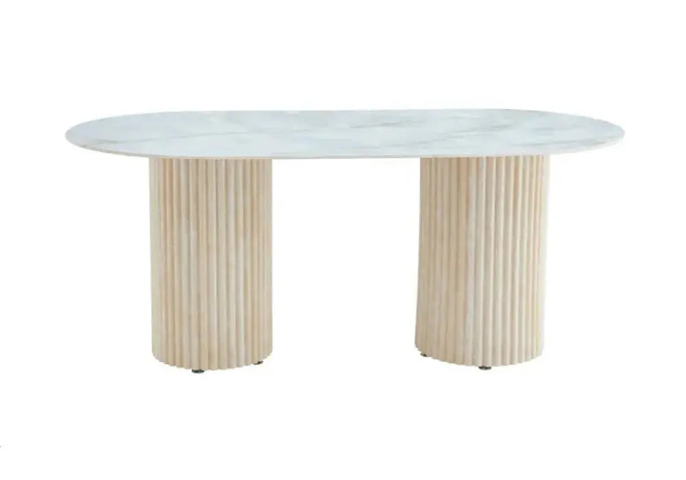 TABLE A MANGER KEYSHA TRAVERTIN CERAMIQUE MOKA 180x90cm Swedzo-Meuble