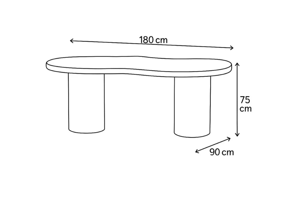 TABLE REPAS CURVE BLANC 180X90