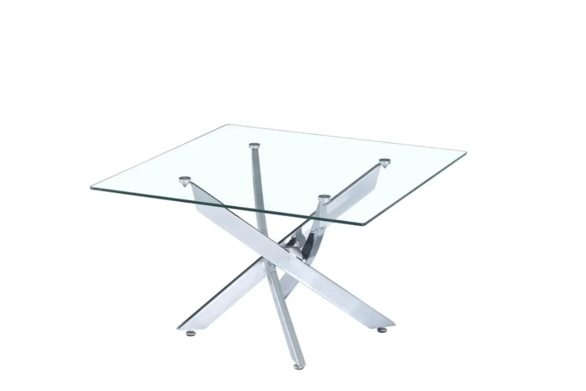 Table Basse Carre Jessy Transparent Pieds Chrome