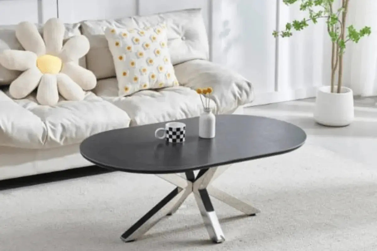 Table Basse Ceramique Ophella Avec Chrome Jambes Swedzo-Meuble