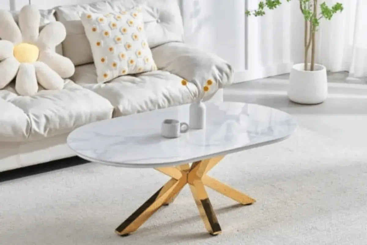 Table Basse Ceramique Ophella Avec Gold Jambes Swedzo-Meuble
