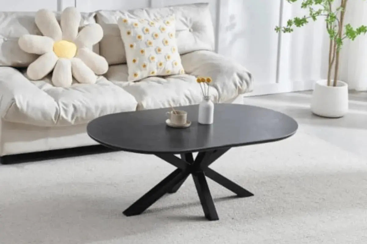 Table Basse Ceramique Ophella Avec Noir Jambes Swedzo-Meuble