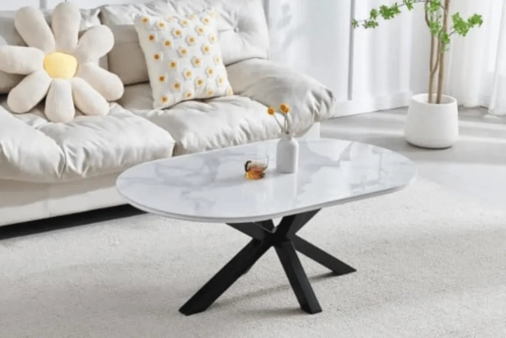 Table Basse Ceramique Ophella Avec Noir Jambes
