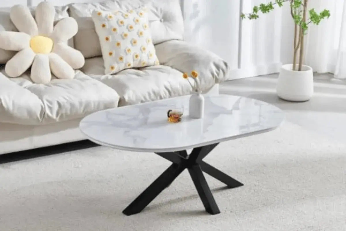 Table Basse Ceramique Ophella Avec Noir Jambes Swedzo-Meuble