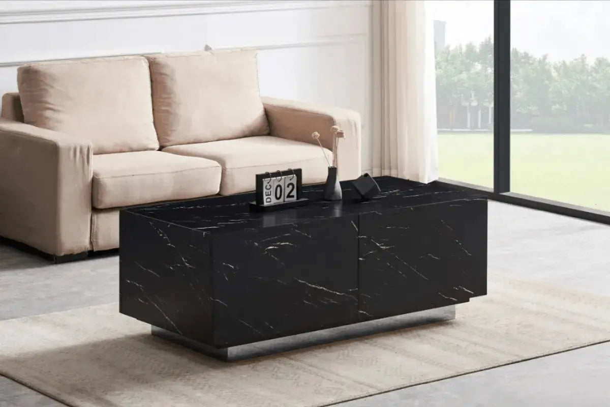 Table Basse Flottante a Coffre Pieds Chrome Swedzo-Meuble
