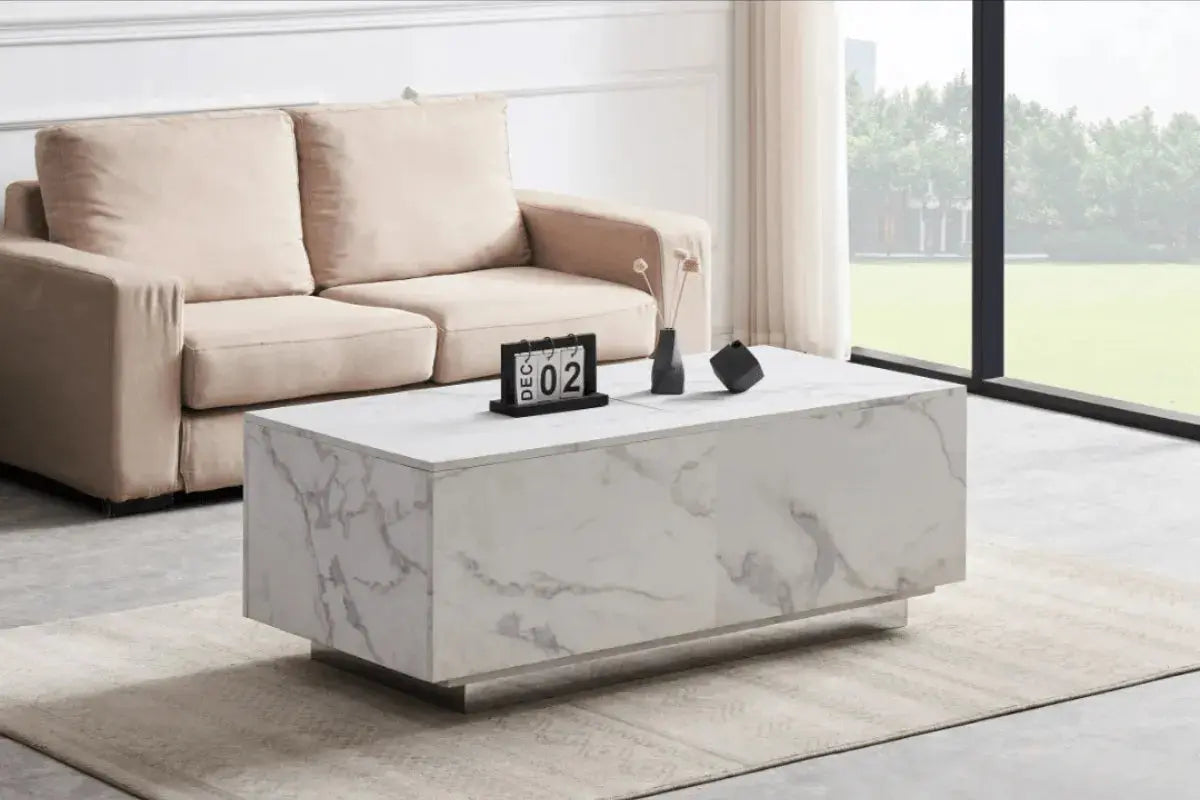 Table Basse Flottante a Coffre Pieds Chrome Swedzo-Meuble