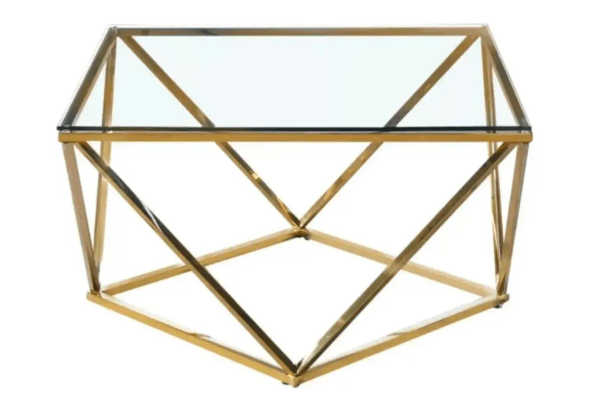 Table Basse Lisa Transparent Dore Swedzo-Meuble