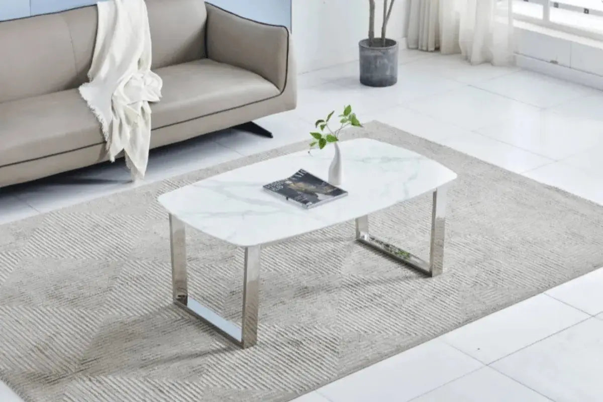 Table Basse Lola Marbre Argent Swedzo-Meuble