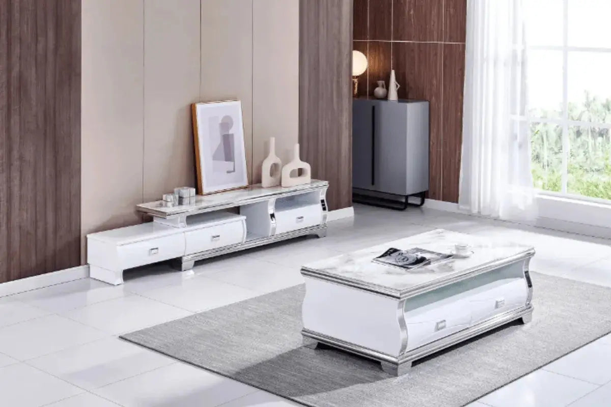 Table Basse Sarah Marbre Beige Swedzo-Meuble