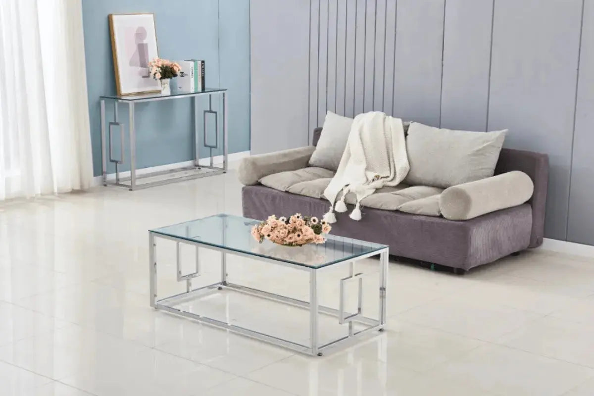 Table Basse Sophie Pieds Chrome 120x60x45 CM Swedzo-Meuble