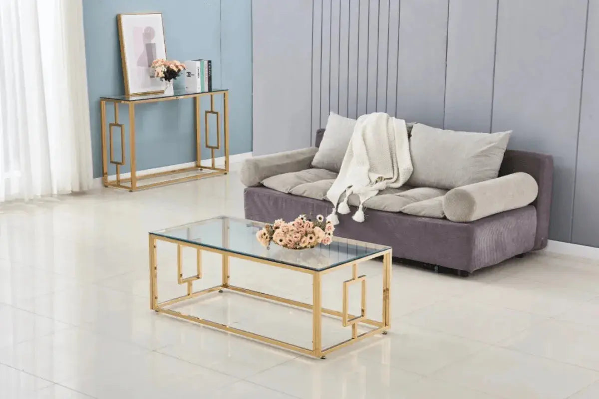 Table Basse Sophie Pieds Gold 120x60x45 CM Swedzo-Meuble