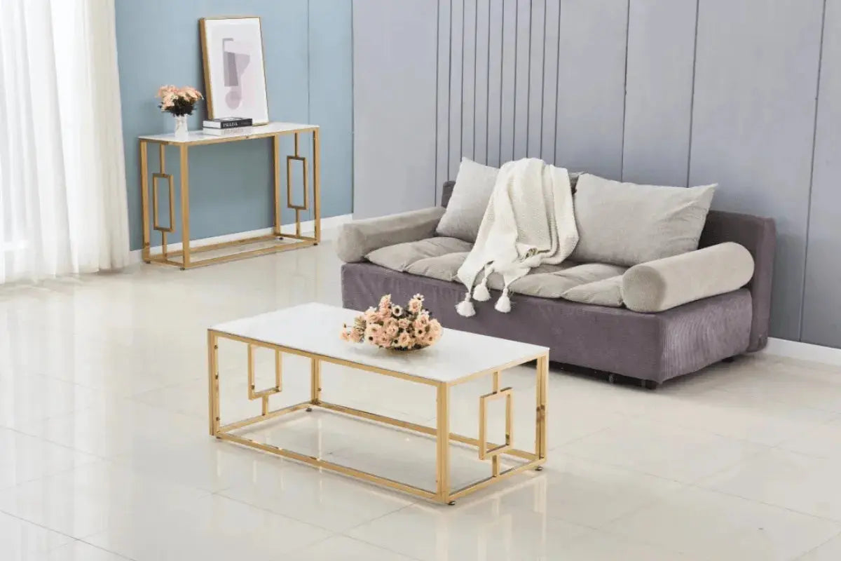 Table Basse Sophie Pieds Gold 120x60x45 CM Swedzo-Meuble