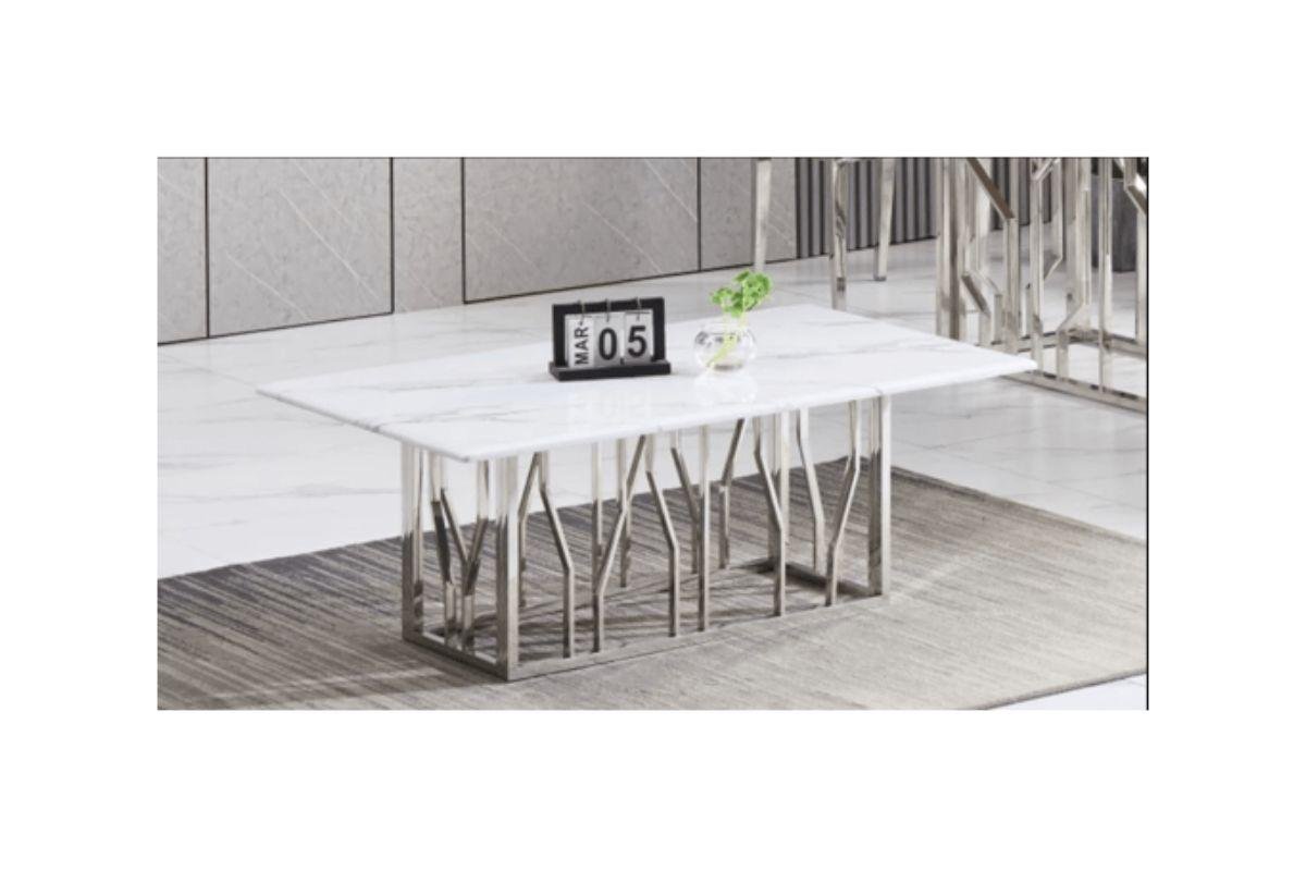 Table Basse Portofino Gold et argent Marbre Blanc 120×70 Cm