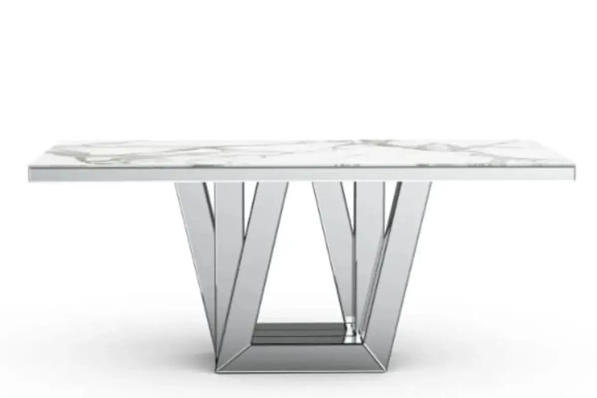 Table Elegance Marbre Blanc 180x190x75 CM Swedzo-Meuble