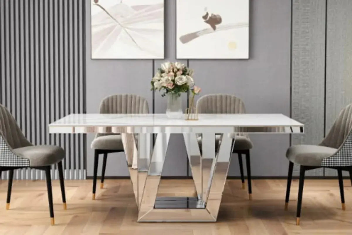 Table Elegance Marbre Blanc 180x190x75 CM Swedzo-Meuble