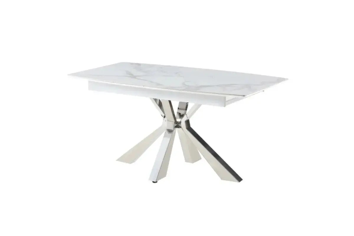 Table Extensible Bianca Pieds Chrome Swedzo-Meuble