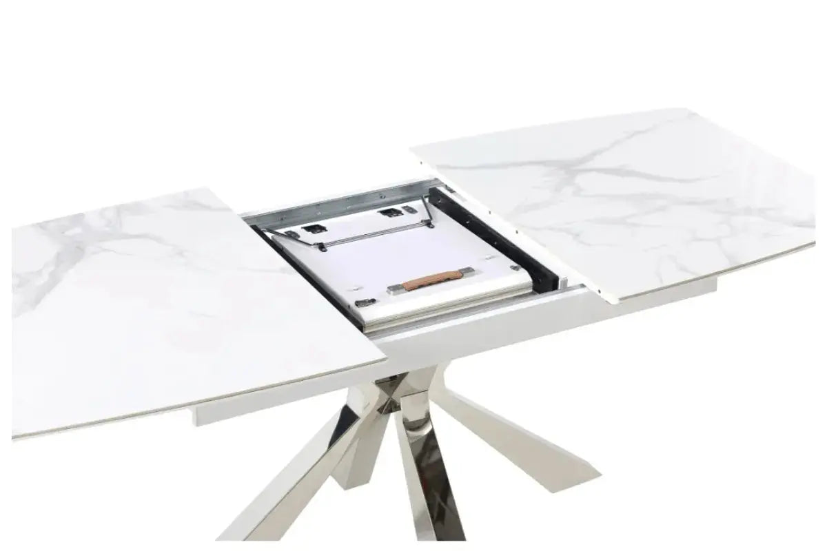 Table Extensible Bianca Pieds Chrome Swedzo-Meuble