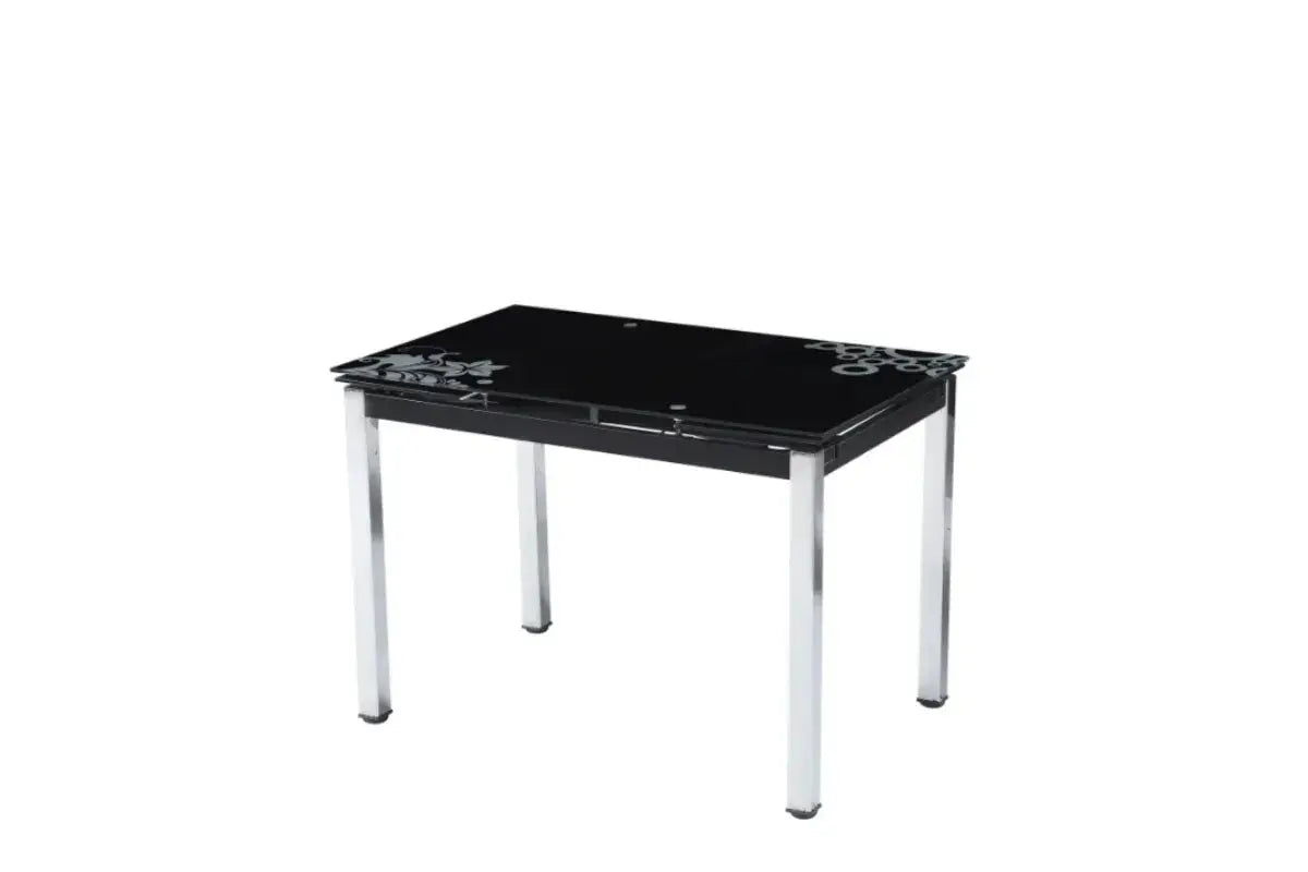 Table Extensible Lotus Noir Pied Chrome 110/170x70x75 CM Swedzo-Meuble