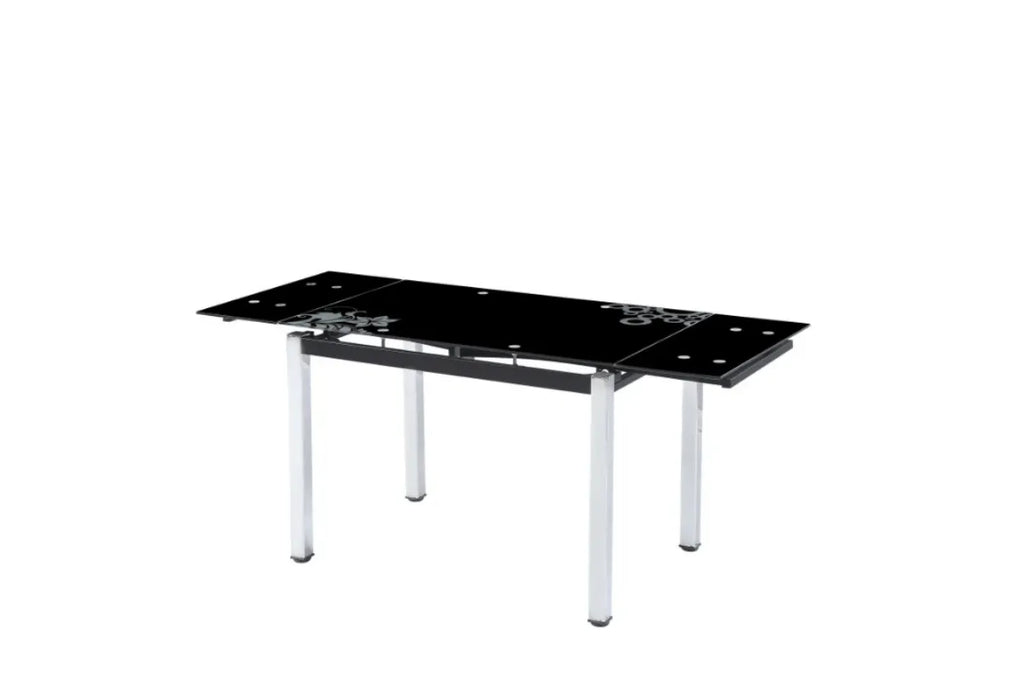 Table Extensible Lotus Noir Pied Chrome 110/170x70x75 CM