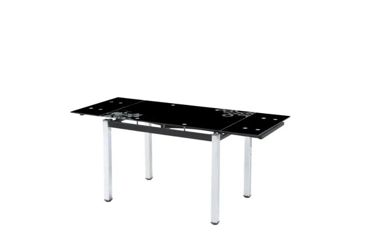 Table Extensible Lotus Noir Pied Chrome 110/170x70x75 CM Swedzo-Meuble