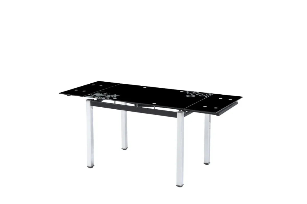 Table Extensible Lotus Noir Pied Chrome 110/170x70x75 CM