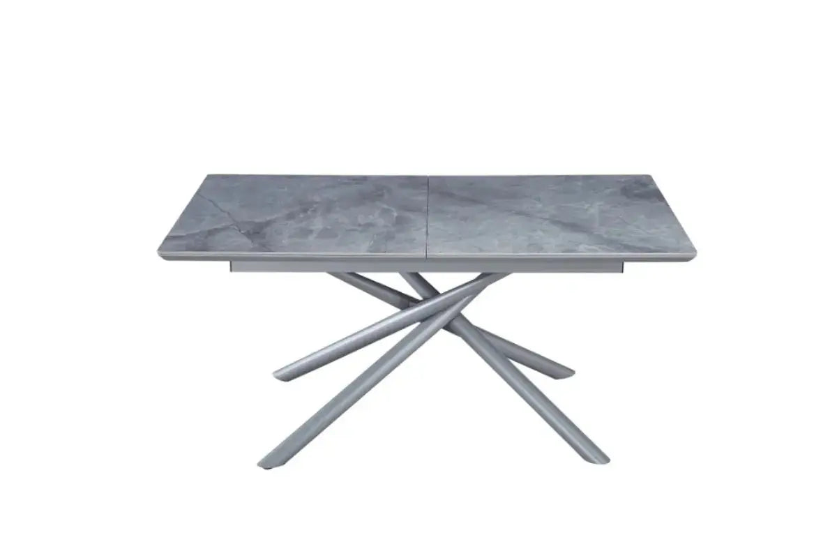 Table Extensible Zephir Marbre Gris et Pieds Metal Gris Swedzo-Meuble
