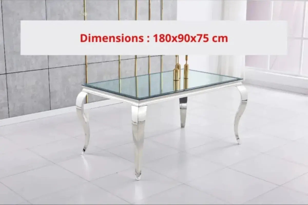Table Repas Baroque Chrome Miroir Swedzo-Meuble