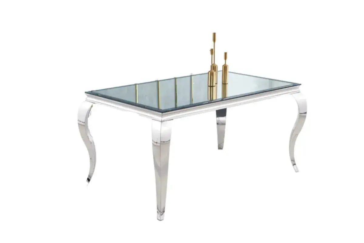 Table Repas Baroque Chrome Miroir Swedzo-Meuble