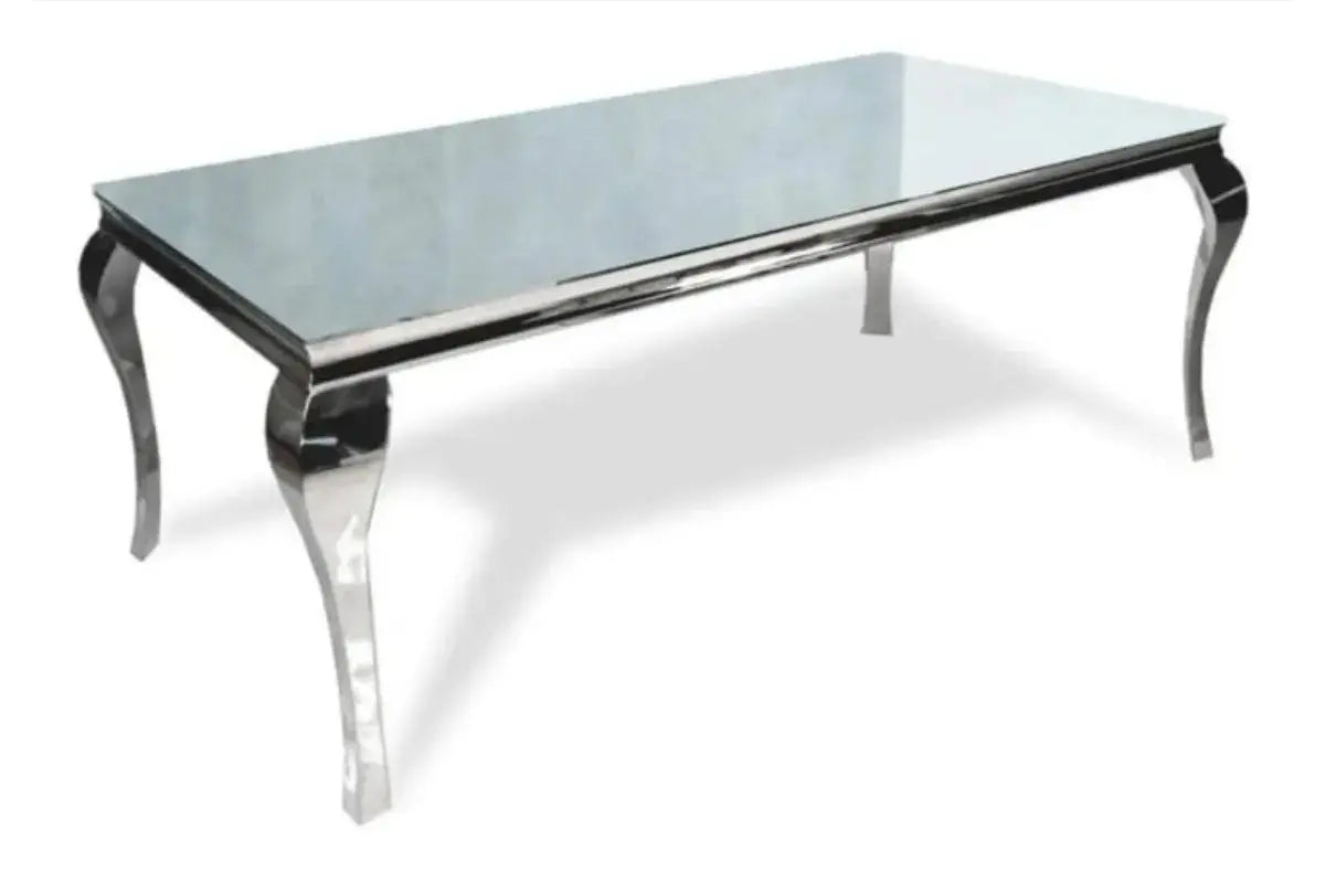 Table Repas Baroque Chrome Miroir Swedzo-Meuble