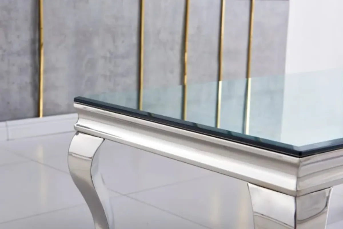 Table à manger argente marbre blanc NEO