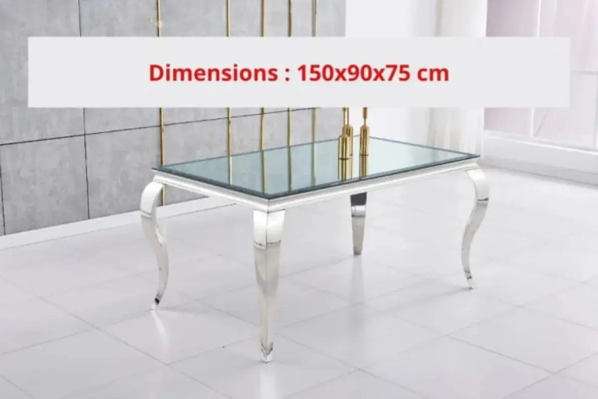 Table Repas Baroque Chrome Miroir Swedzo-Meuble