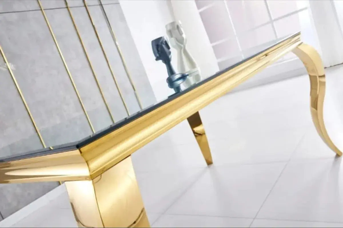 Table Repas Baroque Gold Miroir Swedzo-Meuble