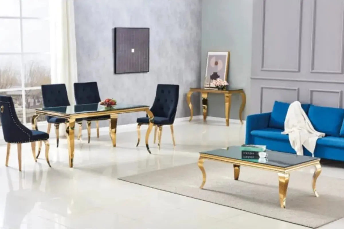 Table Repas Baroque Gold Miroir Swedzo-Meuble
