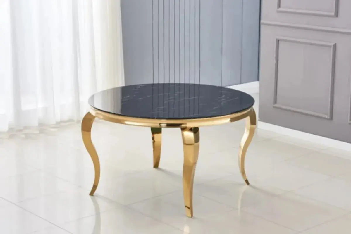 Table Repas Baroque Ronde Gold 130x75 CM Swedzo-Meuble