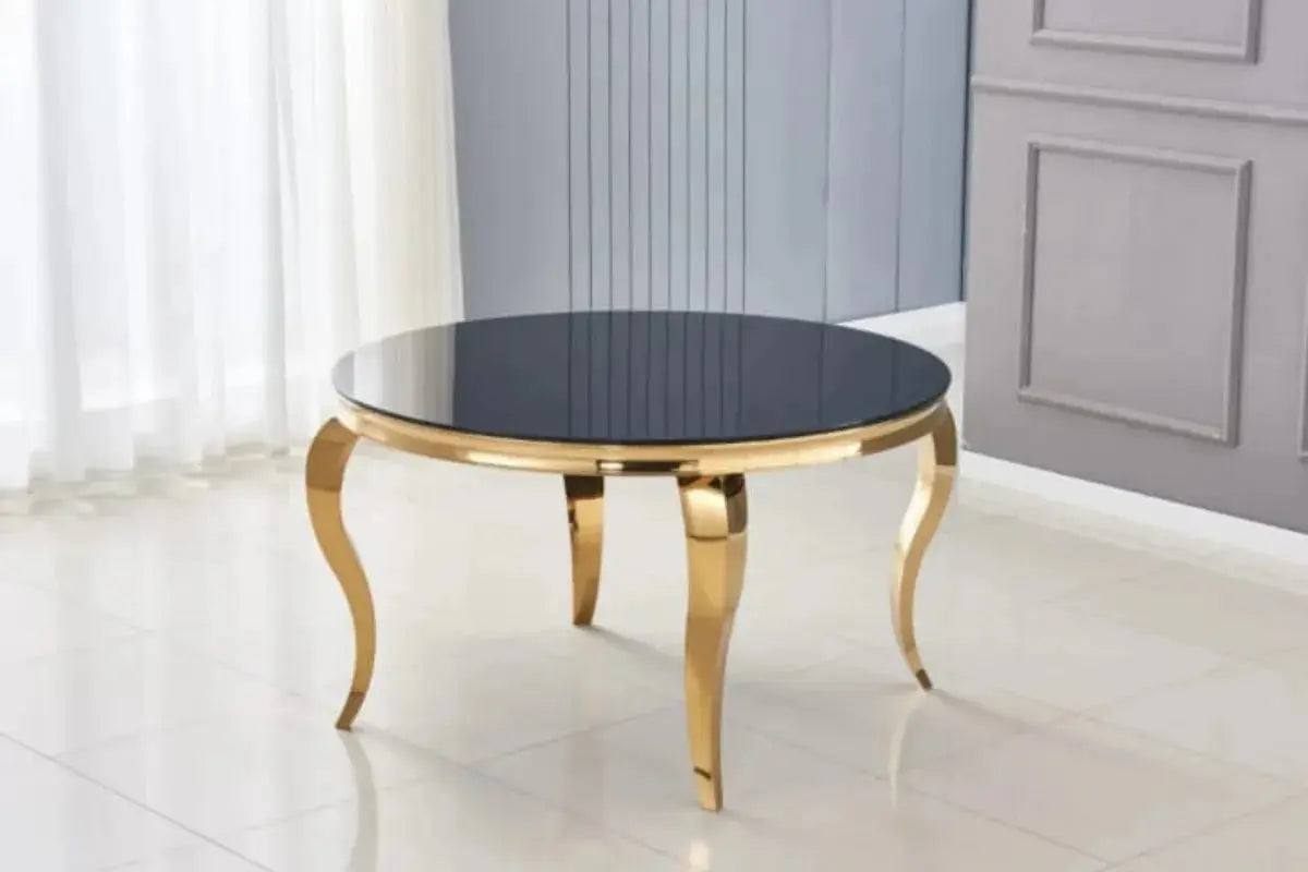 Table Repas Baroque Ronde Gold 130x75 CM Swedzo-Meuble