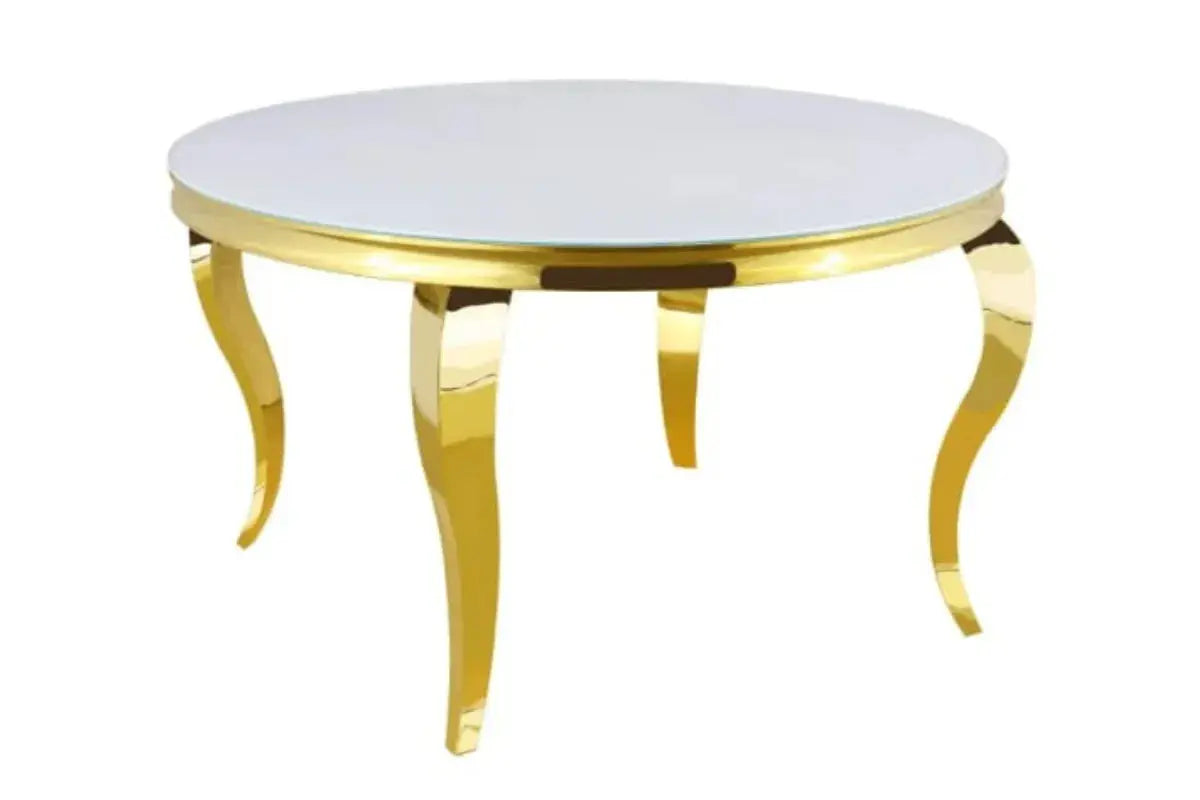 Table Repas Baroque Ronde Gold 130x75 CM Swedzo-Meuble