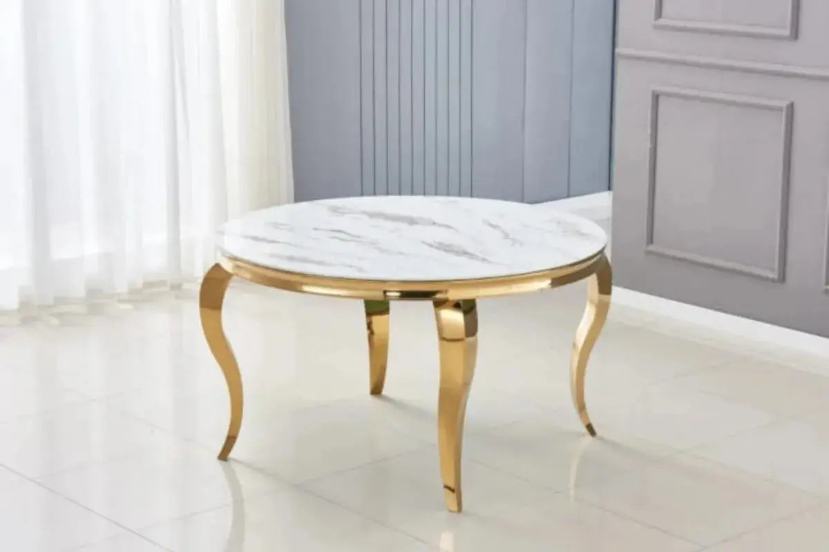 Table Repas Baroque Ronde Gold 130x75 CM Swedzo-Meuble