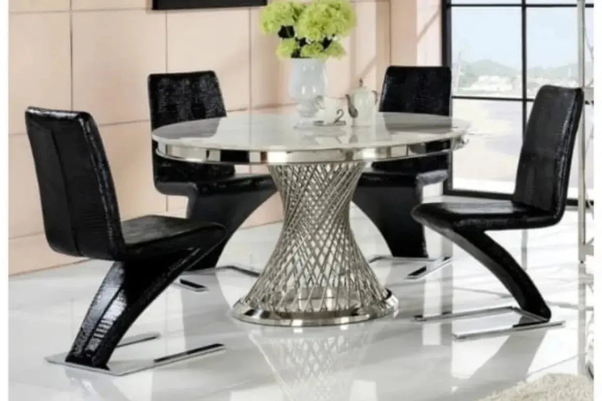 Table Repas Deluxe Chrome Marbre Blanc 130X75 CM Swedzo-Meuble