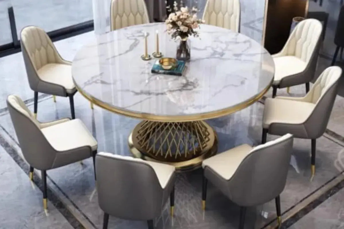 Table Repas Deluxe Gold Marbre Blanc 130X75 CM Swedzo-Meuble