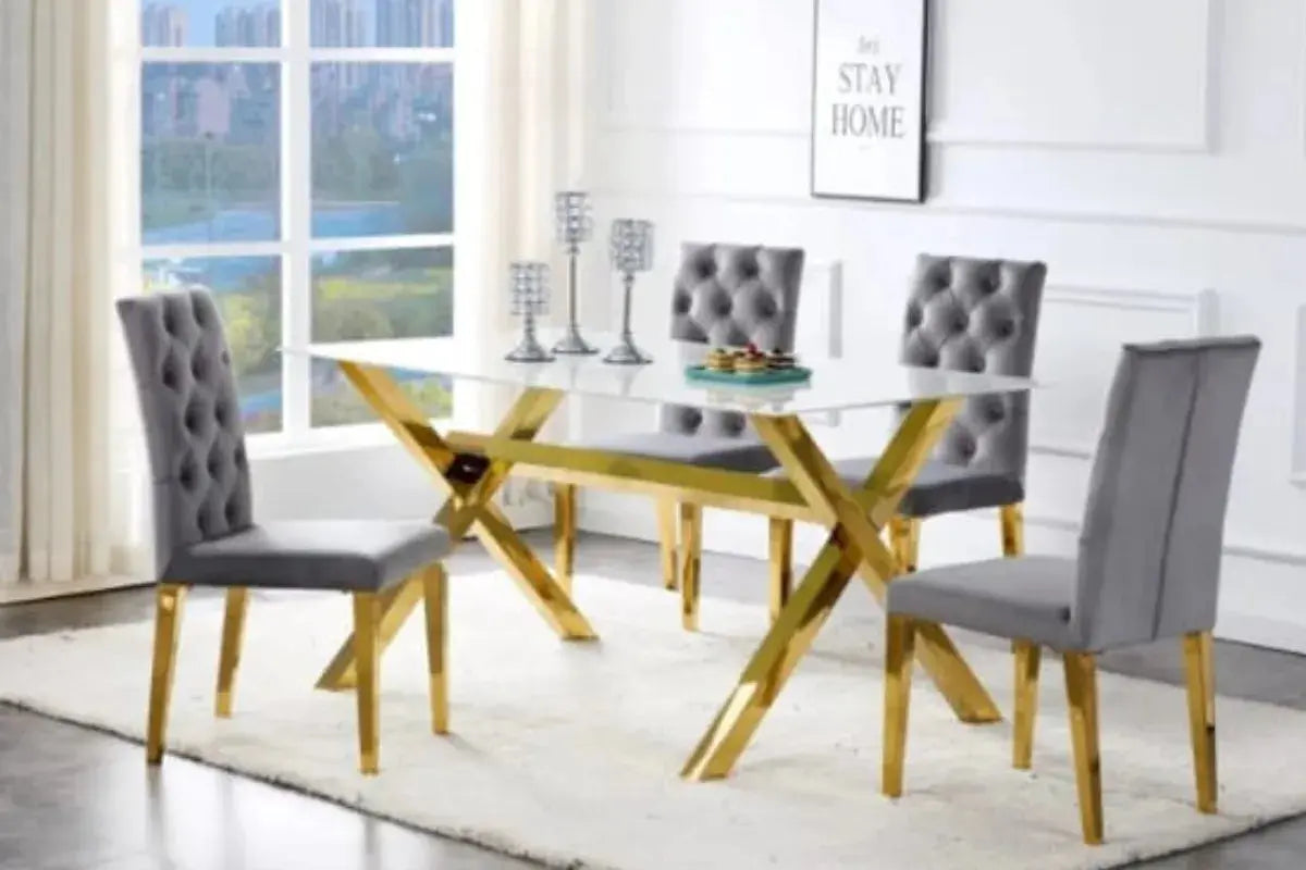 Table Repas IXE Gold Marbre Swedzo-Meuble