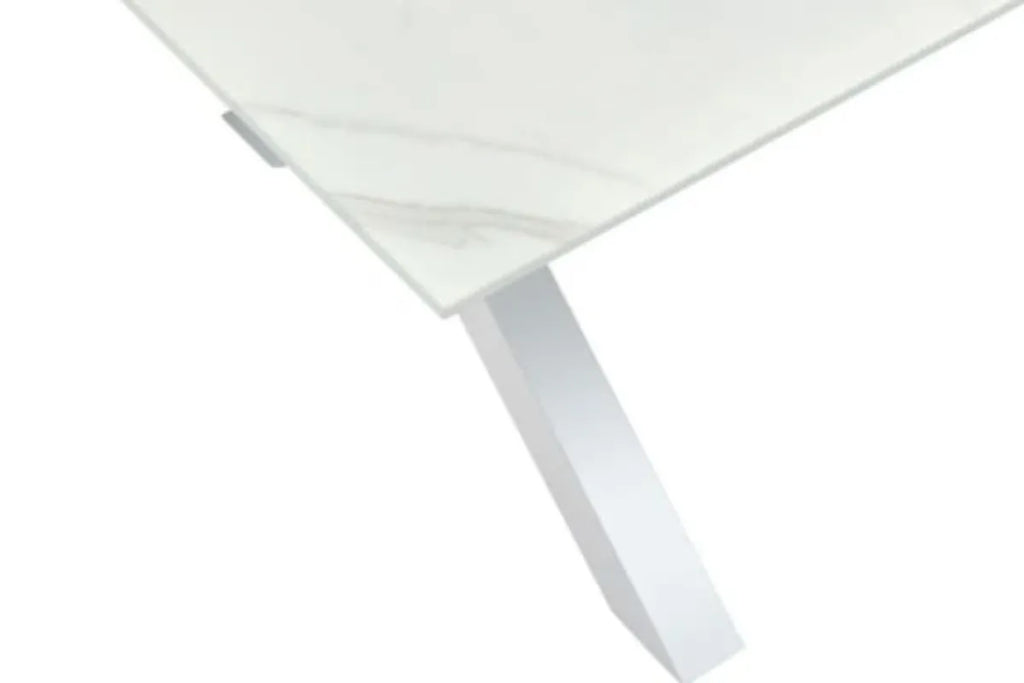 Table Repas IXE Metal Chrome Marbre Blanc