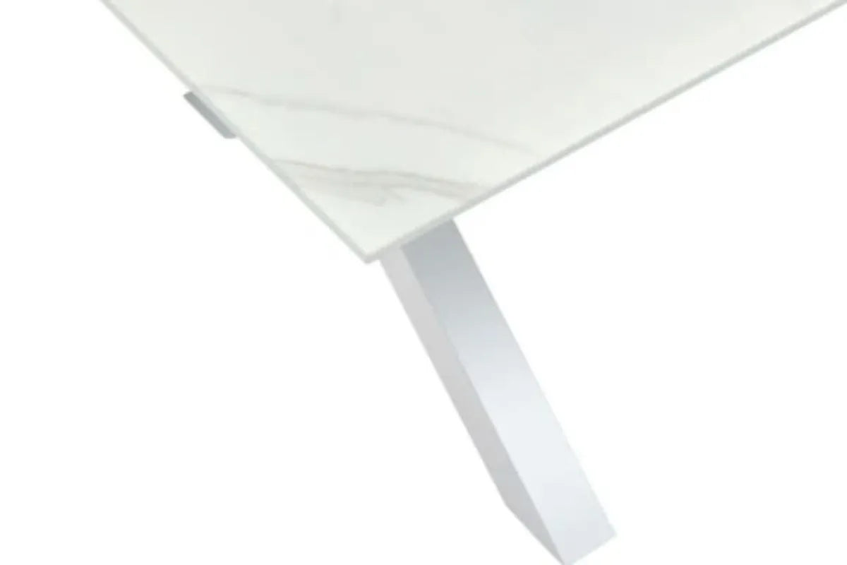 Table Repas IXE Metal Chrome Marbre Blanc