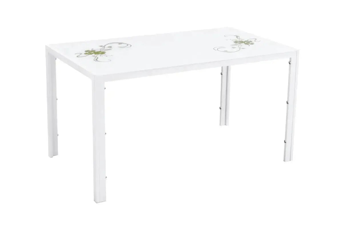 Table Repas Jamie Blanc Fleuri 140x80x75 CM Swedzo-Meuble