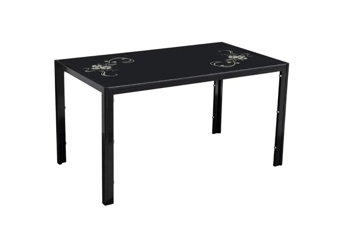 Table Repas Jamie Noir Fleuri 140x80x75 CM Swedzo-Meuble