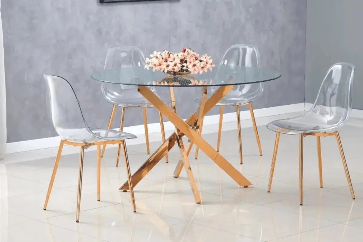 Table Repas Jessica Gold Pieds Dore Swedzo-Meuble