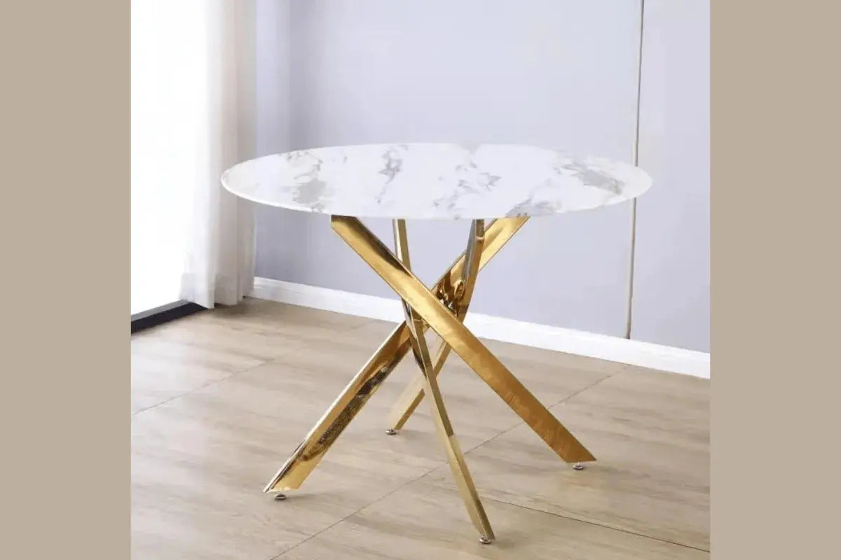 Table Repas Jessica Gold Pieds Dore Swedzo-Meuble